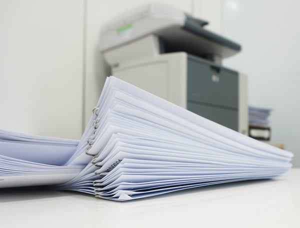 A pile of papers to use in the scan documents to email process